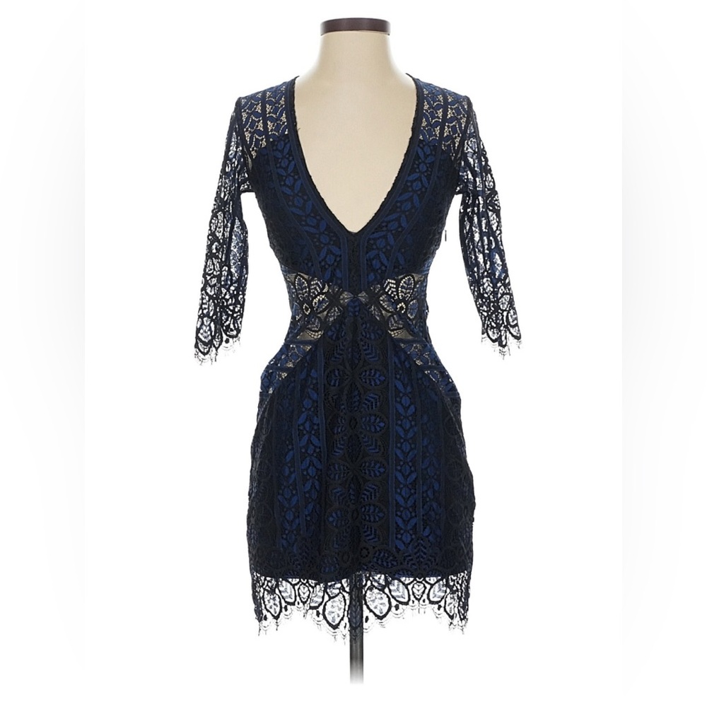 For love & lemons black lace mini dress
